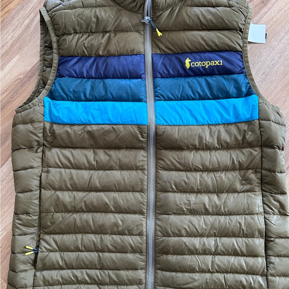 Cotopaxi Olive and Blue Puffer Vest